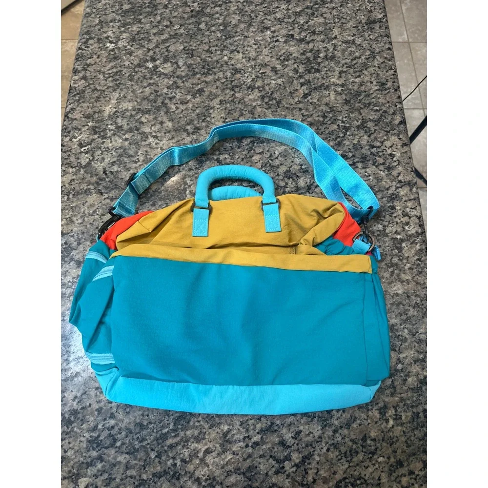 Xi Peng Bag Born in the Sun Colorblock Nylon Messenger Bag Blue Green Orange